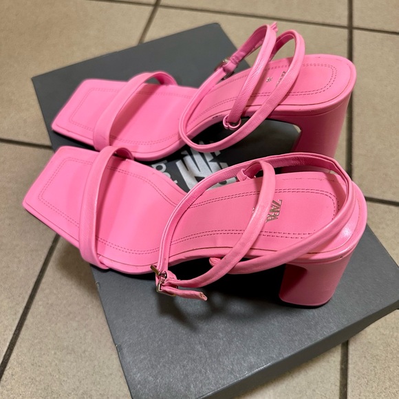 ZARA Pink Strappy Heels – Size 38 (US 7.5) - Picture 3 of 7
